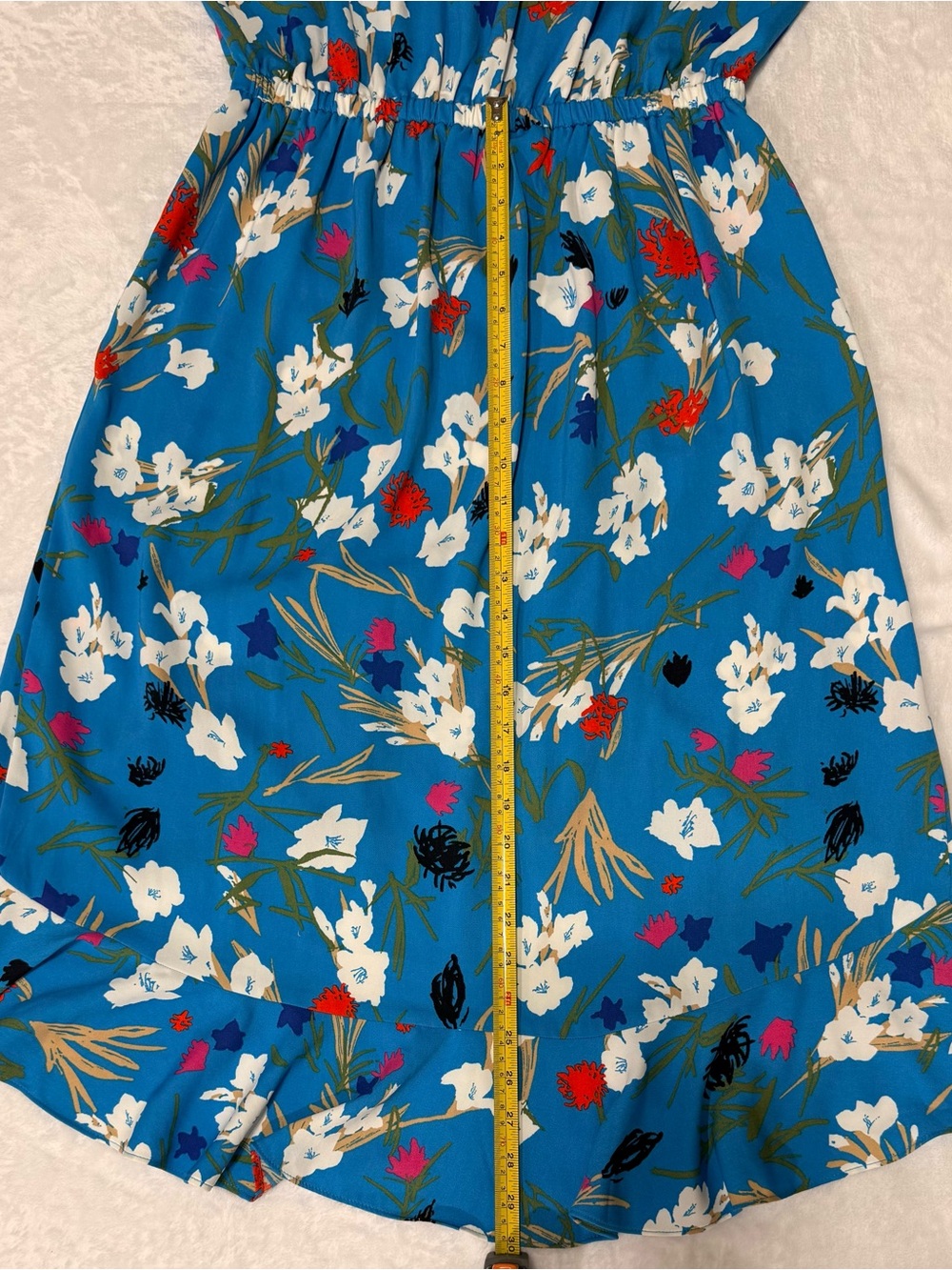 J. Crew Bright Blue Floral Wrap Midi Dress Size S fit S/M - Picture 9 of 10